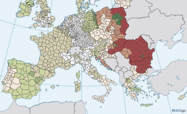 Karte zu staatlichen regional Beihilfen 2018-2020. Quelle: https://ec.europa.eu/competition/
